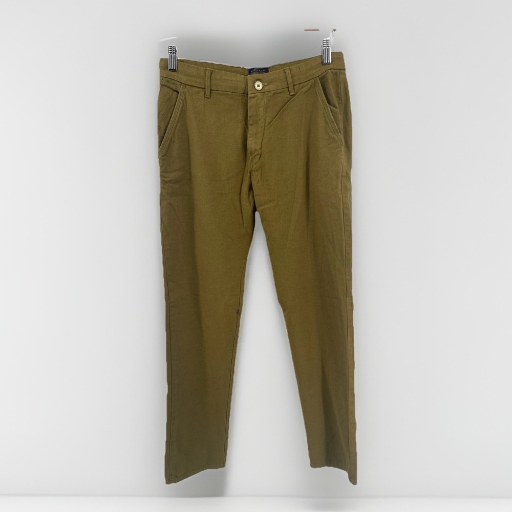 Zara Man Pants Size 32 Slim Fit Green Stretch Casual Chinos Men